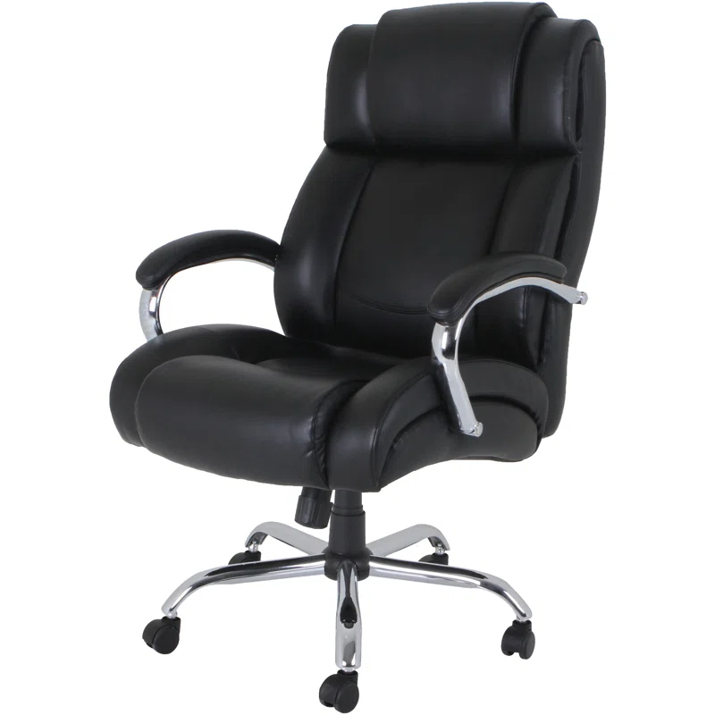 Lorell Big & Tall Leather Executive Chair with UltraCoil Comfort