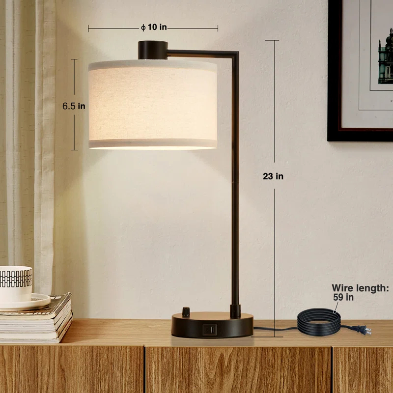 Mercer41 Navreet Table Lamp Set with USB C+A Charging Ports Fully Stepless Dimmable Bedside Lamp (Bulbs Included)  (Set of 2)