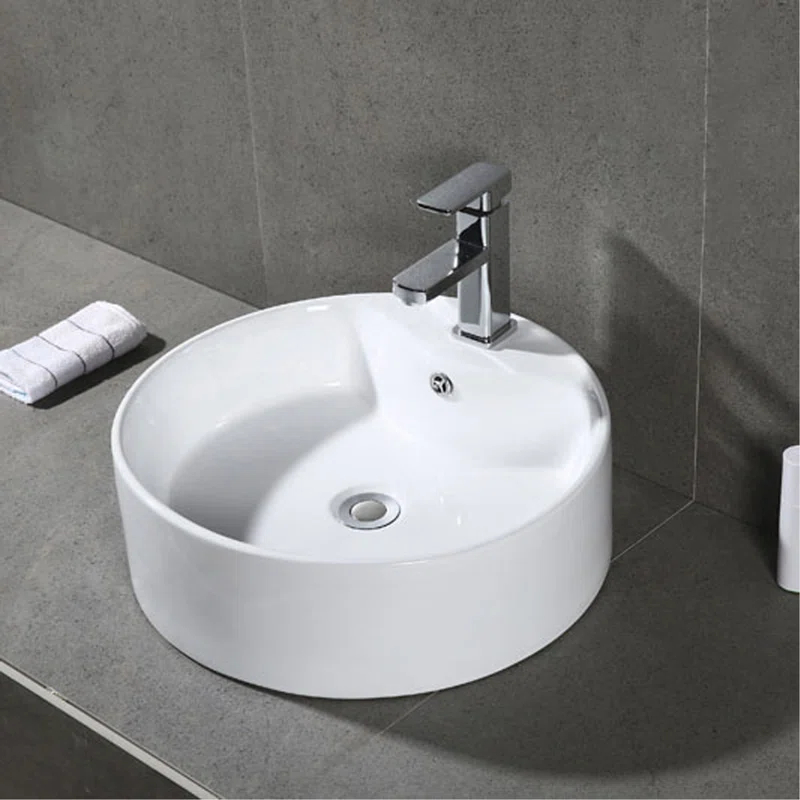 Safavieh Mira 16.92'' White Ceramic Circular Bathroom Sink with Overflow