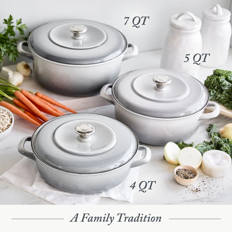 Merten and Storck Merten And Storck 7 Quarts Non-Stick Enameled Cast Iron Round Dutch Oven