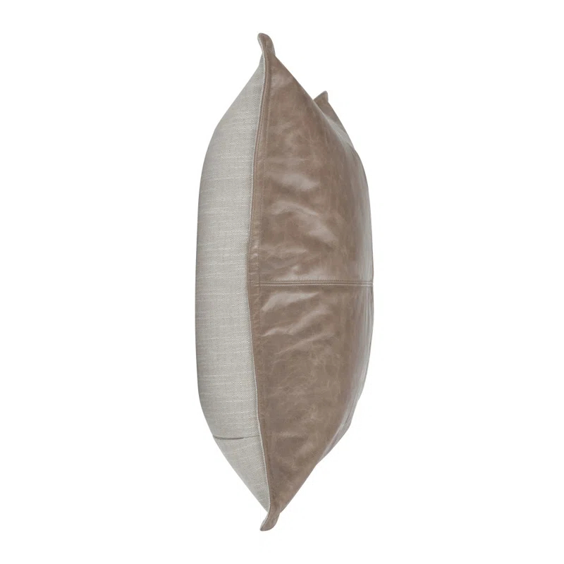 ZeaZu 22" X 22" Taupe Leather Zippered Pillow