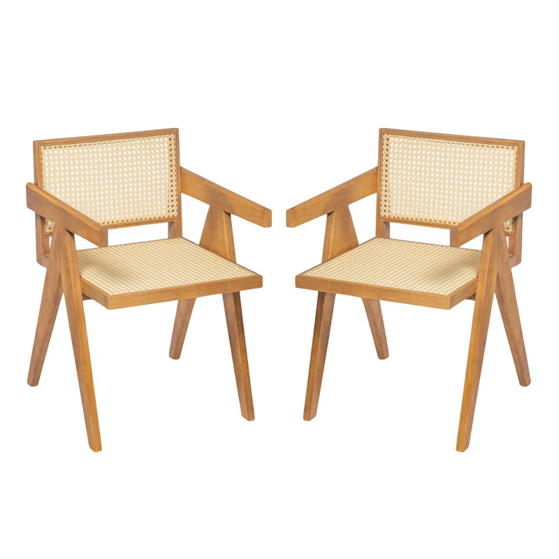 NFusion Darrell Rattan Dining Chairs With Rubber Wood Frame (Set of 2)