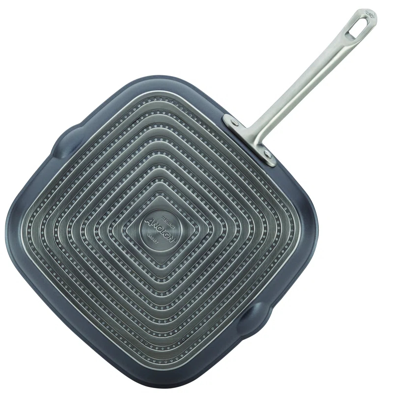 Anolon Accolade Forged Hard Anodized Nonstick Induction Square Stovetop Grill / Griddle Pan, 11 Inch, Moonstone