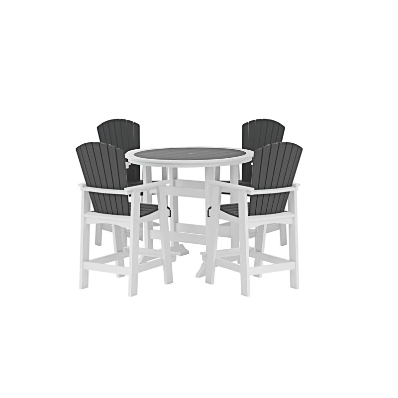 Ceballos Patio Bar Table Set High Top Outdoor Table And Chairs Set Of 5 Bar Table & Stools Set With Tall Adirondack Chairs Set For 4