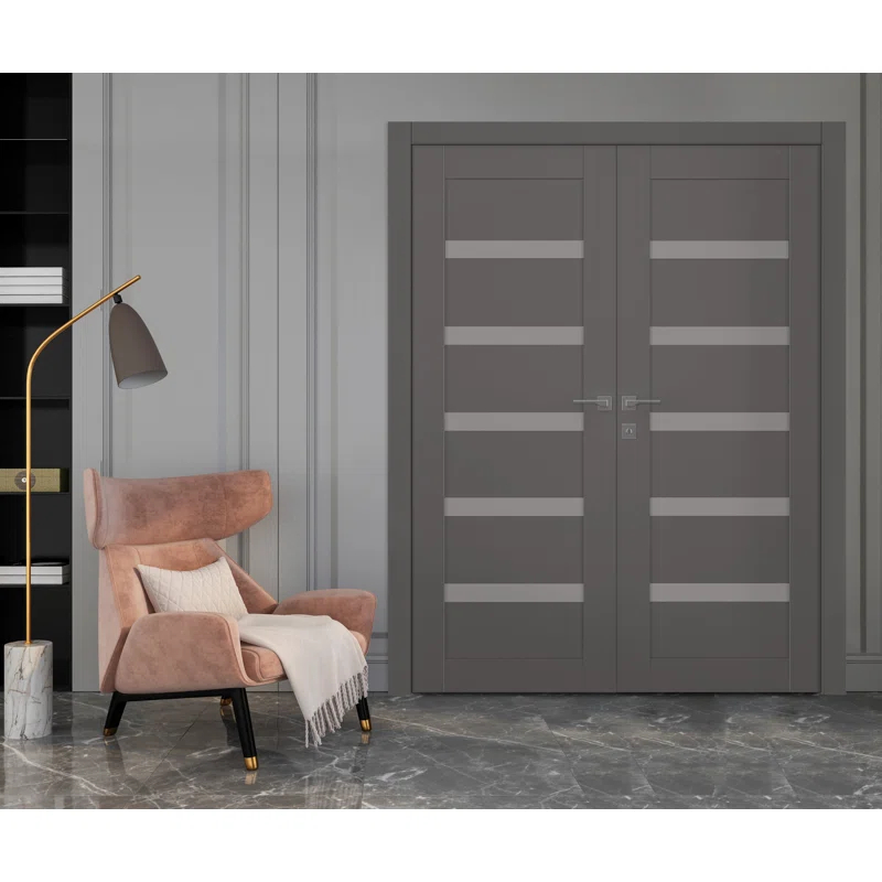 Belldinni Leora Manufactured Wood and Glass Paneled Double Door