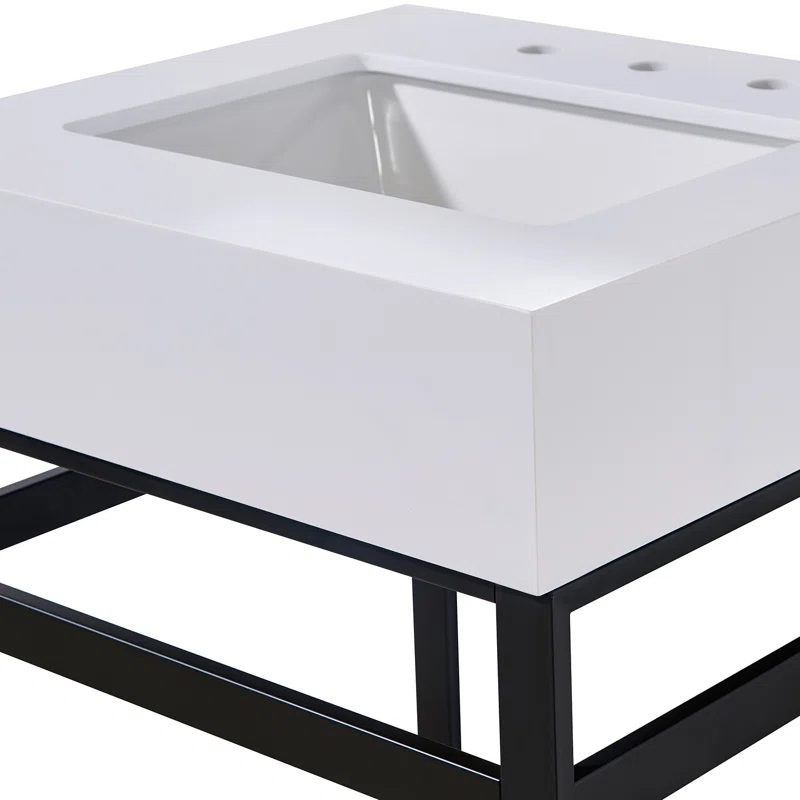 24" Single Bathroom Vanity Top in Snow White with Sink