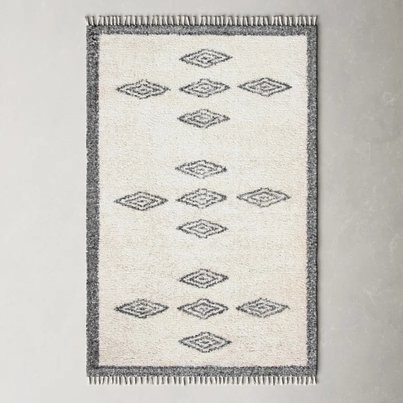 AllModern Corwin Southwestern Hand-Woven Cotton Ivory/Gray Area Rug