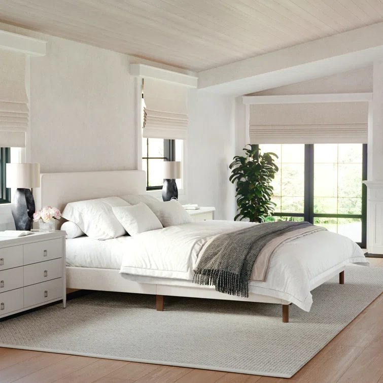 Martha Stewart Martha Stewart Britta Upholstered Platform Bed With Piped Detail Headboard