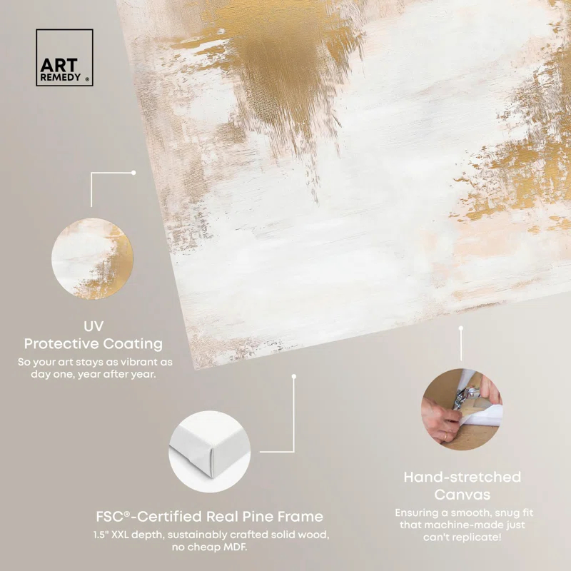 Art Remedy Rushed Golden I Canvas Abstract Art Prints by Art Remedy