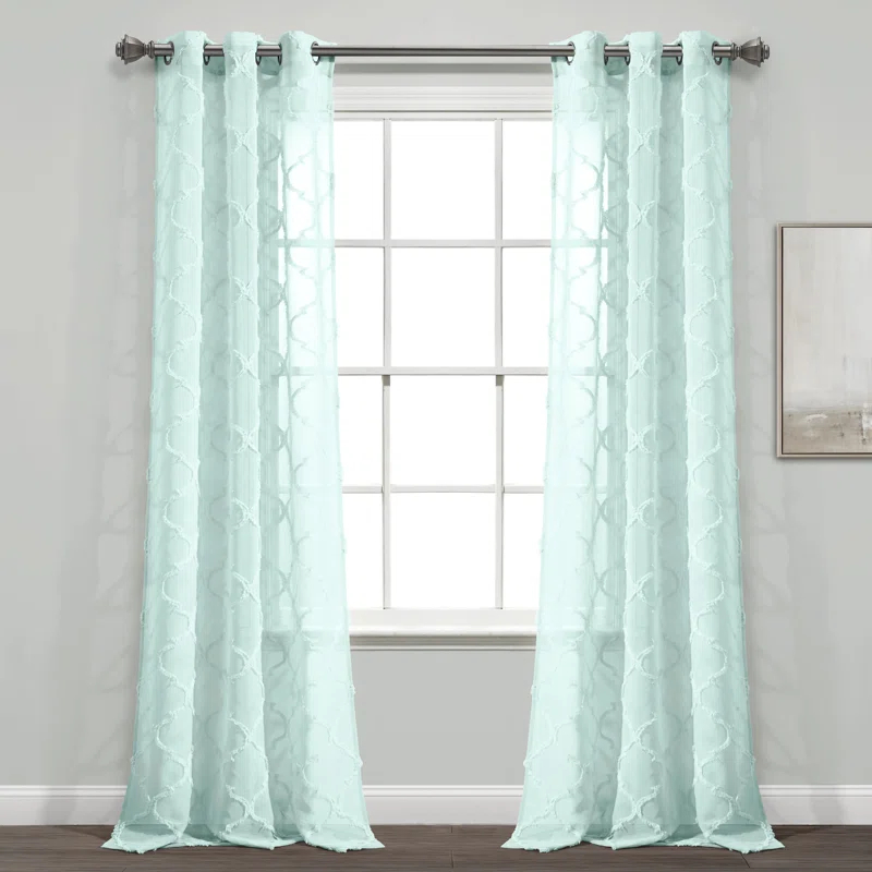 Lush Decor Avon Trellis Sheer Polyester Sheer Curtain Pair (Set of 2)