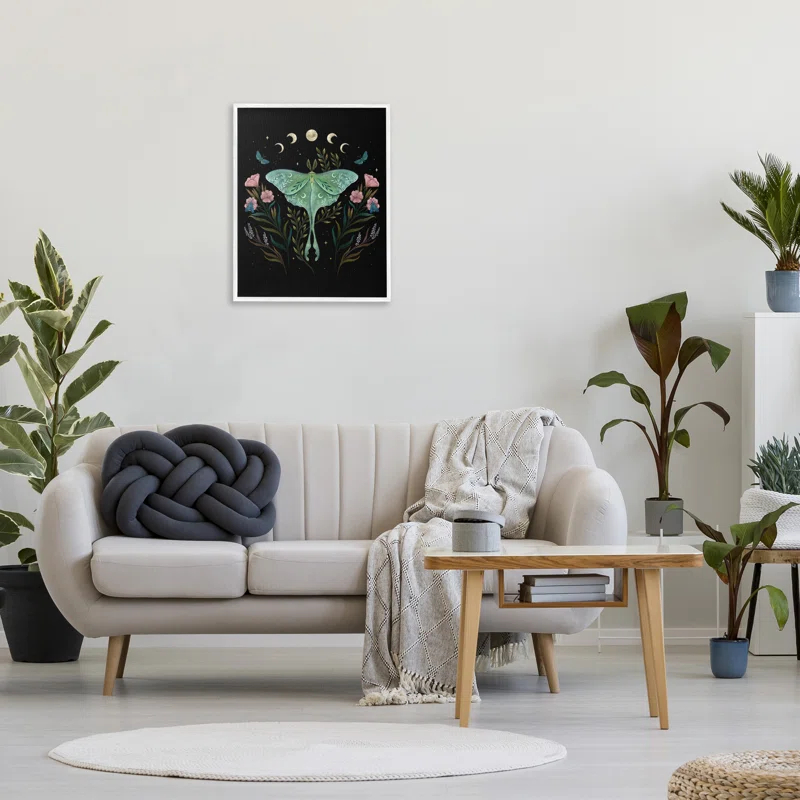 Stupell Industries Luna Moth with Florals Framed Giclee Art by Episodic Drawings