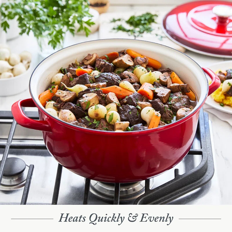 Merten and Storck Merten And Storck 7 Quarts Non-Stick Enameled Cast Iron Round Dutch Oven