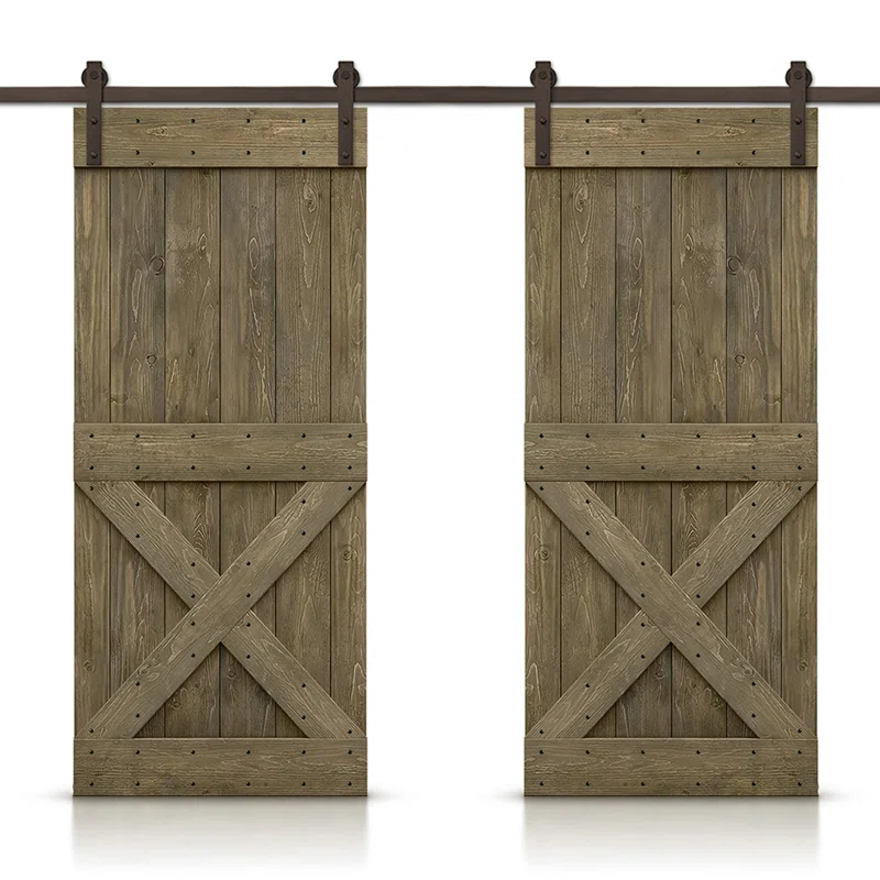 Calhome 84'' Solid Wood Paneled Painted with Installation Hardware Kit Barn Door