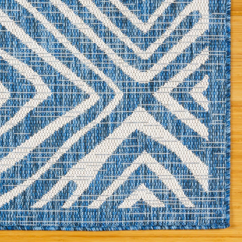 Gertmenian Gertmenian Tropea Stella Navy Blue/Ivory Tibal Diamond Indoor/Outdoor Flatweave Area Rug