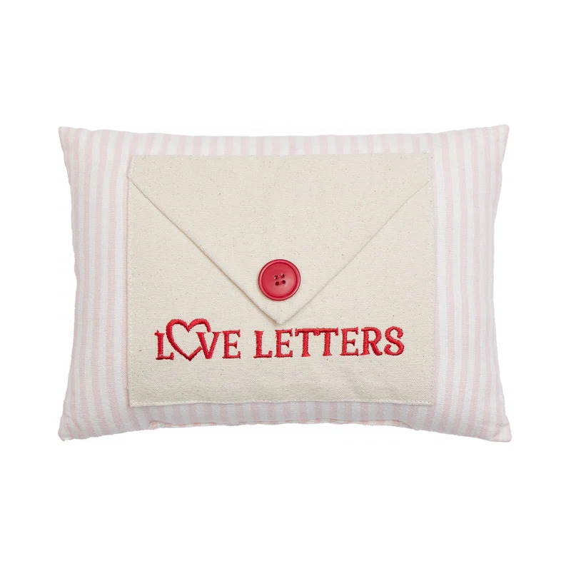 Peking Handicraft Love Letter With Button Embroidered Pillow