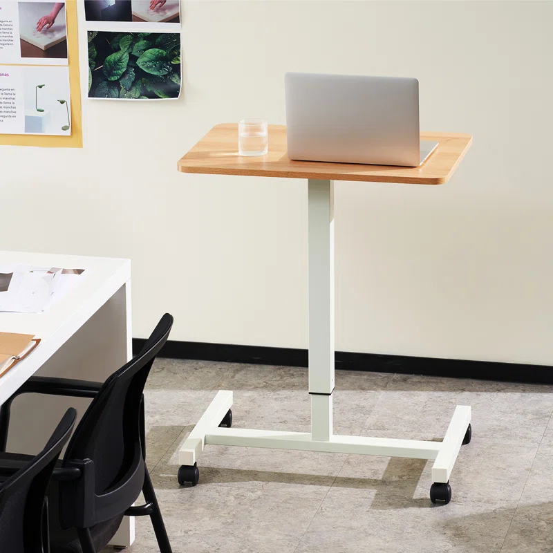 Clatina CLATINA Mobile Laptop Desk Pneumatic Sit to Stand Table Height Adjustable Rolling Cart