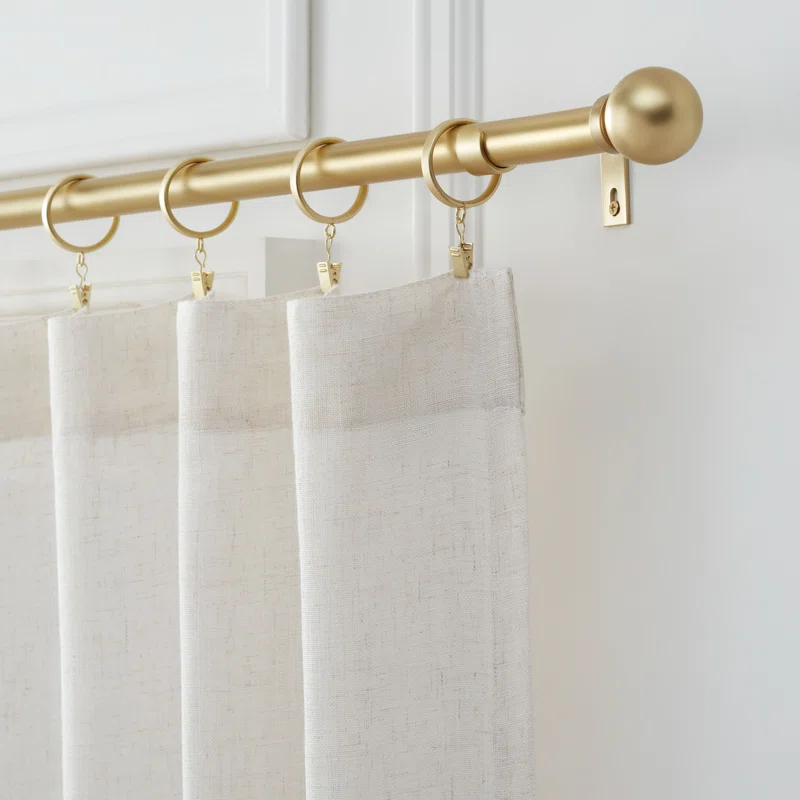 MODE Mode Premium Collection 1 Diameter Curtain Rod Set with Modern Ball Finials and Steel Wall Mounted Adjustable Rod