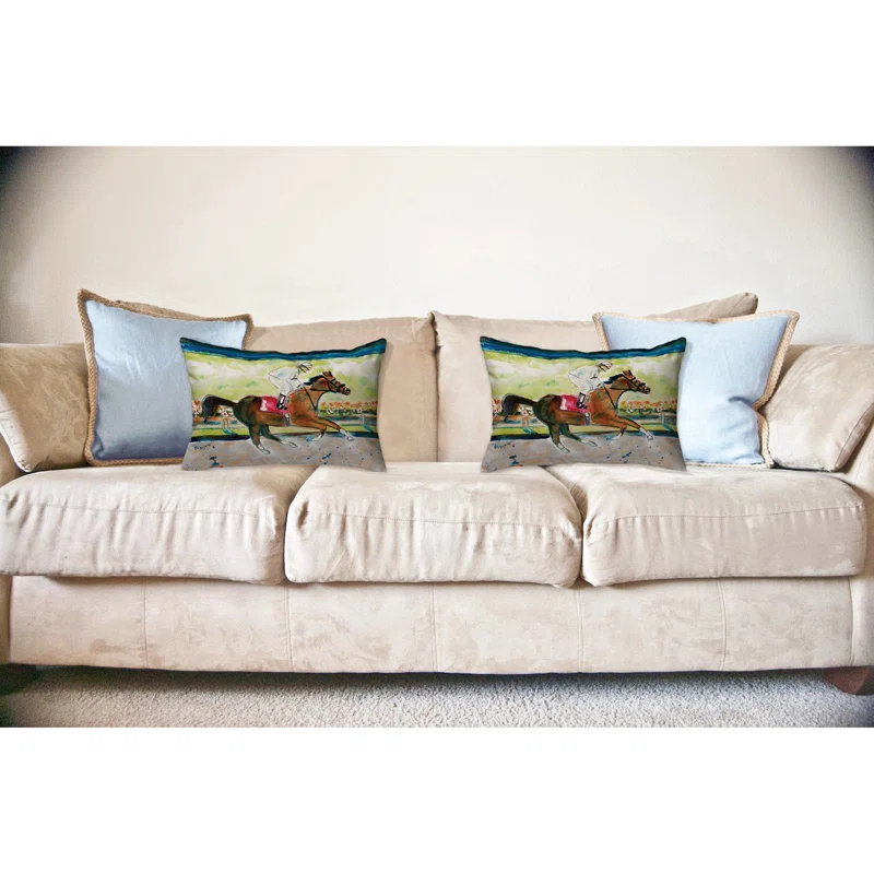 Betsy Drake Interiors Horse Winning Noncorded Pillow
