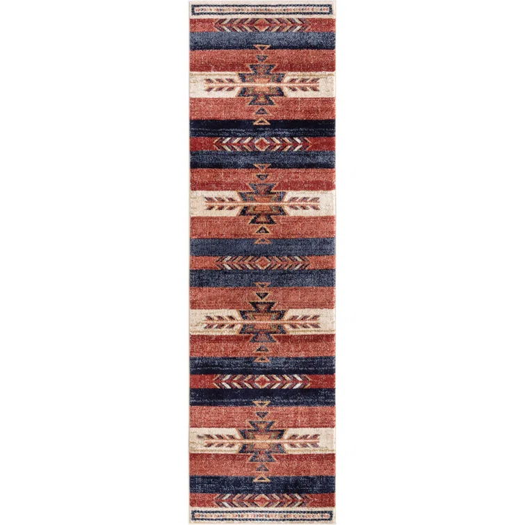Union Rustic Crimson Southwestern Medallion Tribal Pattern Area Rug