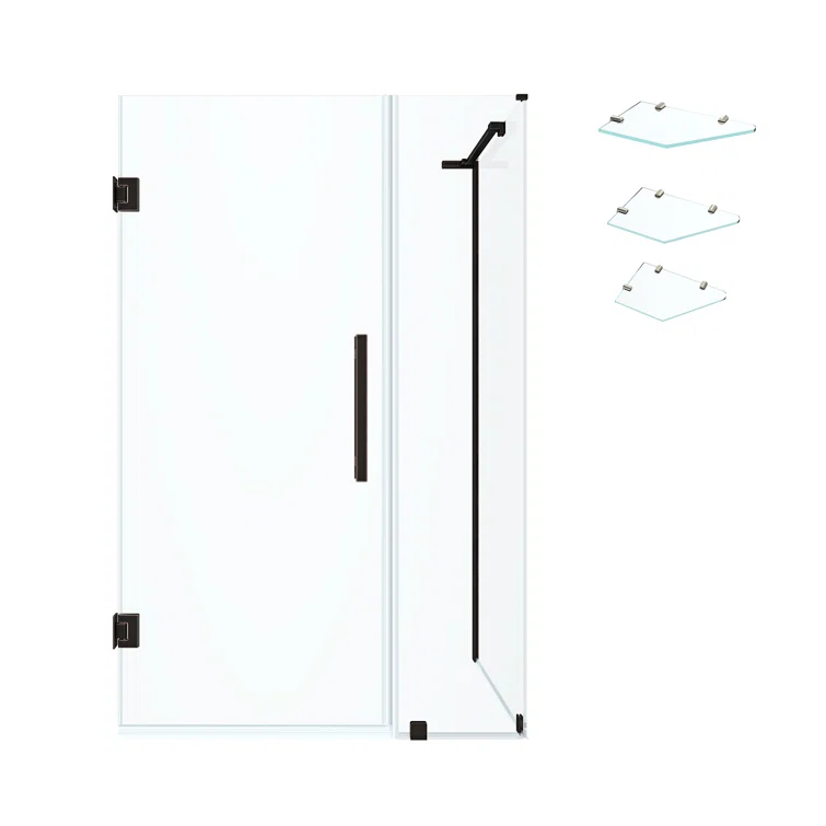 Ove Decors Endless Tampa-Pro 35" W x 72" H Corner Frameless Shower Kit, Door, Panel, Shelves & Reviews | Wayfair