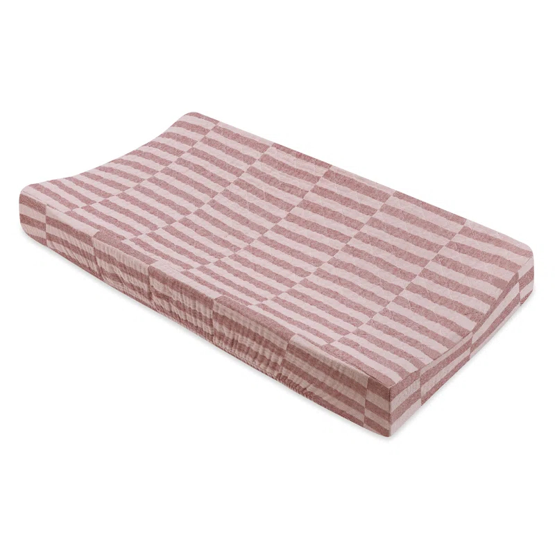 babyletto Maroon Stripe Quilted Muslin Changing Pad Cover