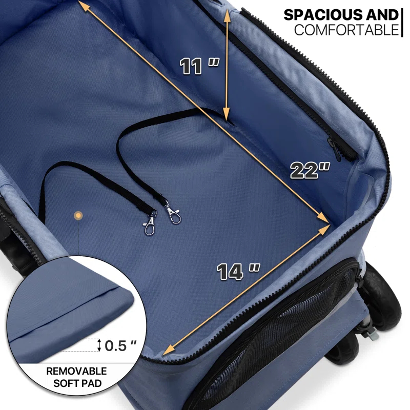 Folding Pet Stroller, Foldable Dog Jogger Stroller with Detachable Carrier, Basket and Cup Holder