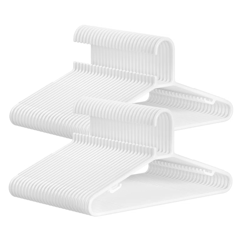 Rebrilliant 50-Pack Slim PP Plastic Hangers | Space-Saving, Non-Slip Design For Shirts And Scarves