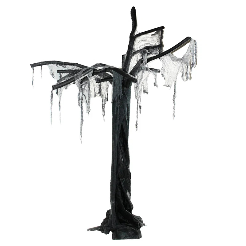 Northlight Seasonal 7.5' Black and Gray Spooky Standing Ghost Tree Halloween Decoration