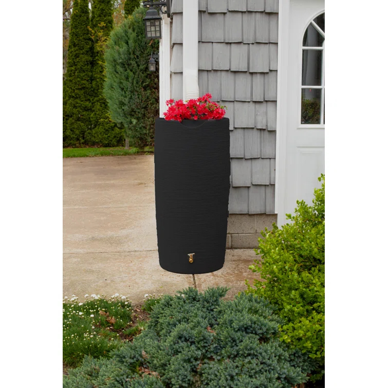 Good Ideas Good Ideas 50 Gallons Plastic Drainable Dual Overflow Planter Rain Barrel