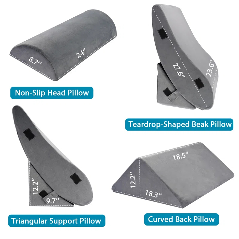 Latitude Run® Memory Foam Wedge Pillow Set,Adjustable Back Support Pillow