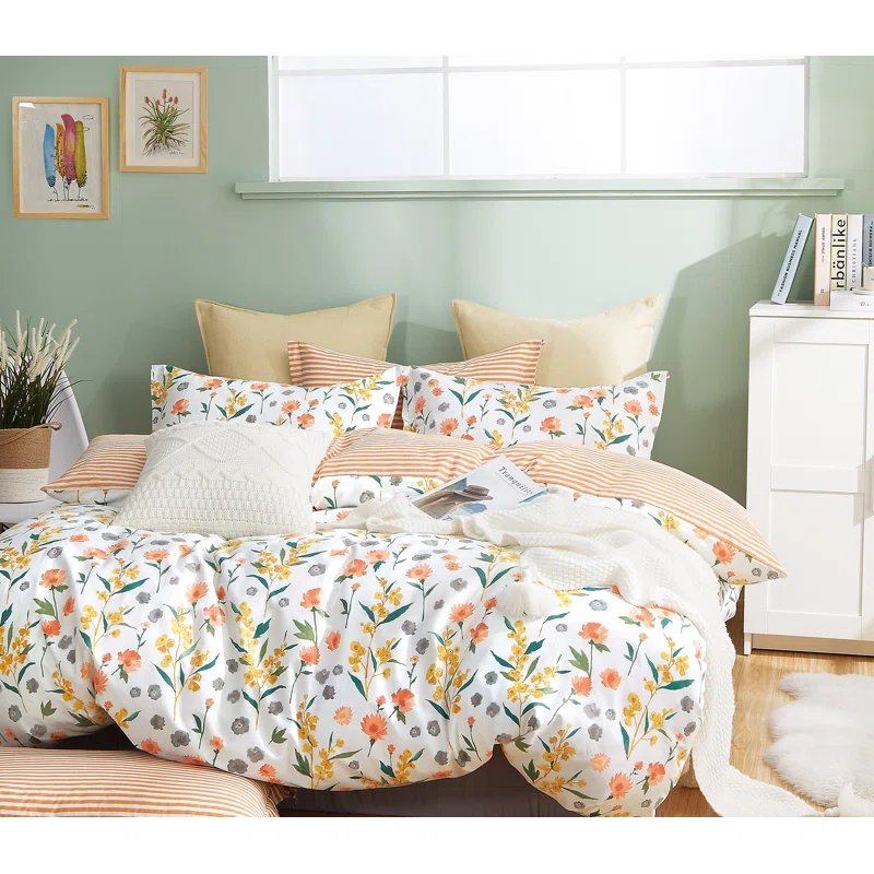 Say Yes Bedding Estella Cotton Box Stitch Floral Comforter Set