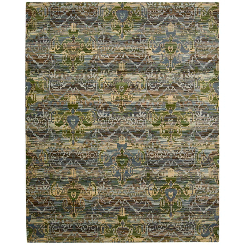 Bungalow Rose Hayek Oriental Green/Blue/Brown Area Rug