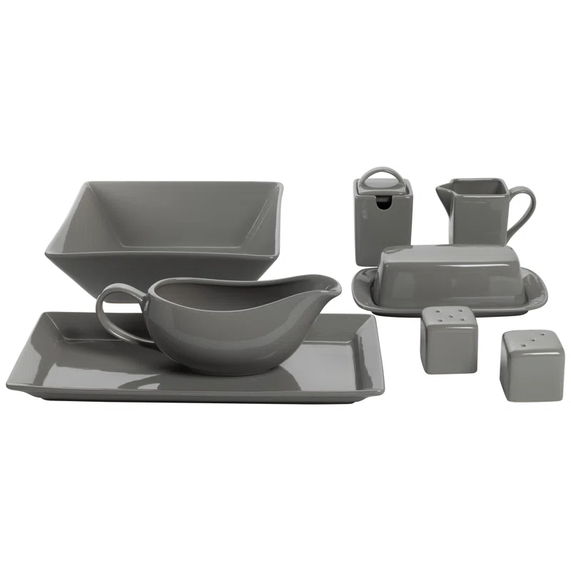 Ten Strawberry Street Nova Square Stoneware 38 Piece Dinnerware Set, Service for 6
