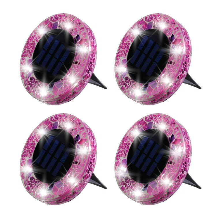Bell + Howell Bell+howell Disk Lights Solar Ground Lights Mosaic Wireless Auto On/off Solar Pathway Garden Outdoor Lighting With 6 Led Bulbs For Lawn, Patio, Garden, Yard, Pathways Waterproof, 4 Pack - Blue & Reviews | Wayfair