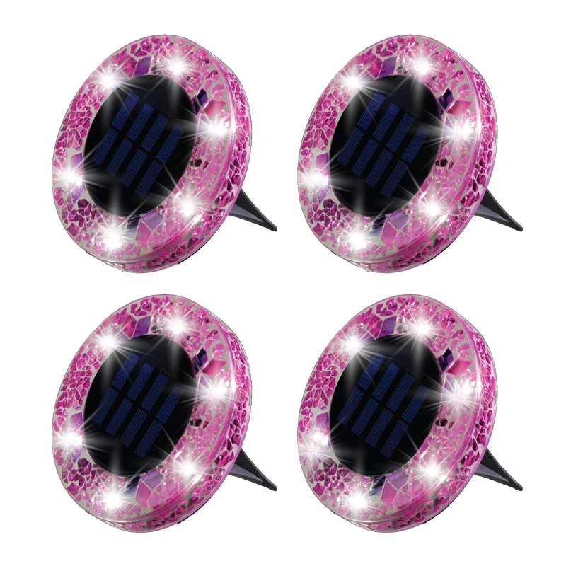 Bell + Howell Bell+howell Disk Lights Solar Ground Lights Mosaic Wireless Auto On/off Solar Pathway Garden Outdoor Lighting With 6 Led Bulbs For Lawn, Patio, Garden, Yard, Pathways Waterproof, 4 Pack - Blue & Reviews | Wayfair