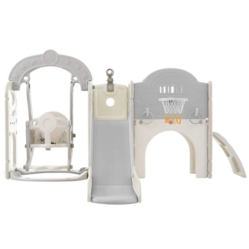 Mocoloo Toddler Slide and Swing Set 7 in 1, Kids Climber Slide Playset with with Ball & Hoop, Telescope
