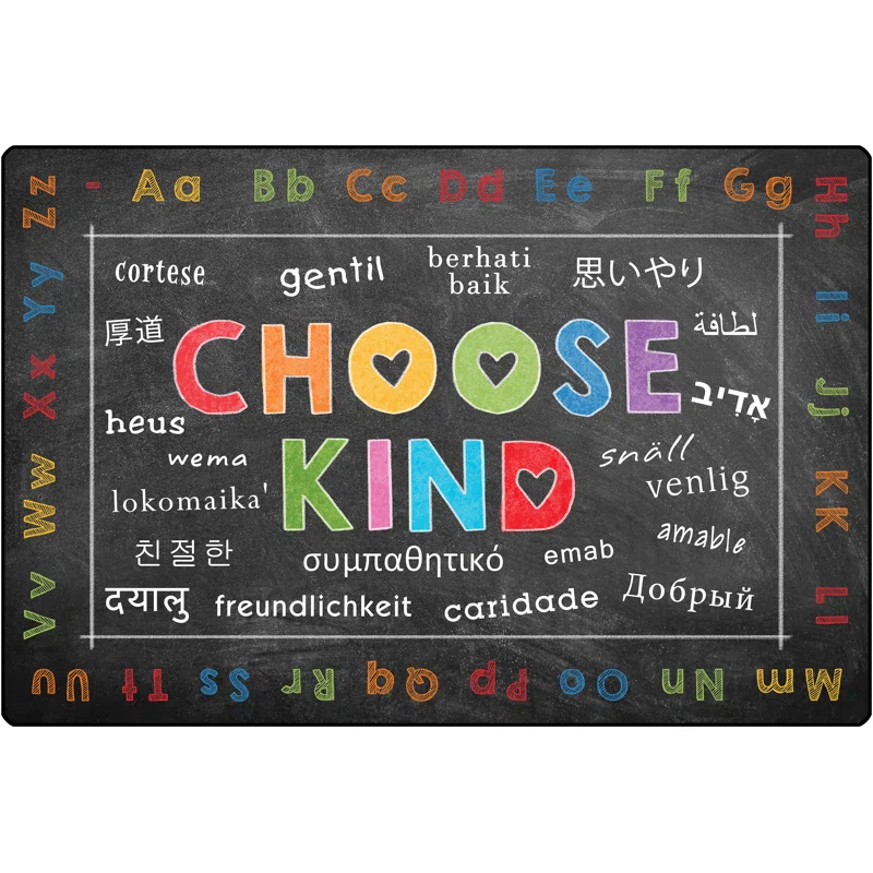 Carpets for Kids Chalkboard Choose Kind Black/Blue Tufted Area Rug