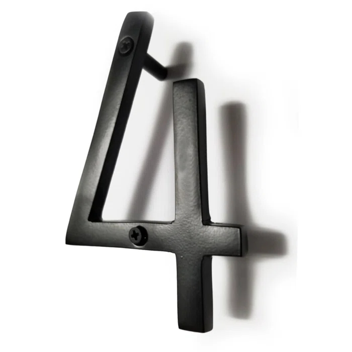 NACH Floating Mount House Address Shadow Number For Outside or Inside, Mailbox Number For Outside, Front Door, Garage Door, Maximum Rust Protection, Black Aluminum, 8 inch, Number 4, HH-SDW8-BLK-4