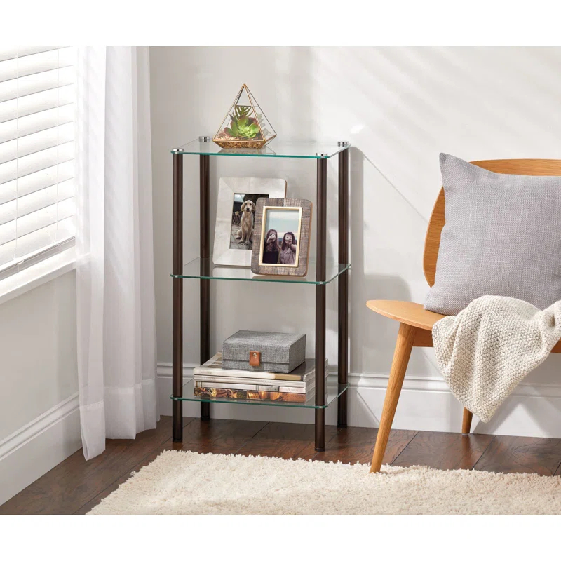 mDesign mDesign Metal/Glass Tiered Storage Tower with Open Glass Shelves