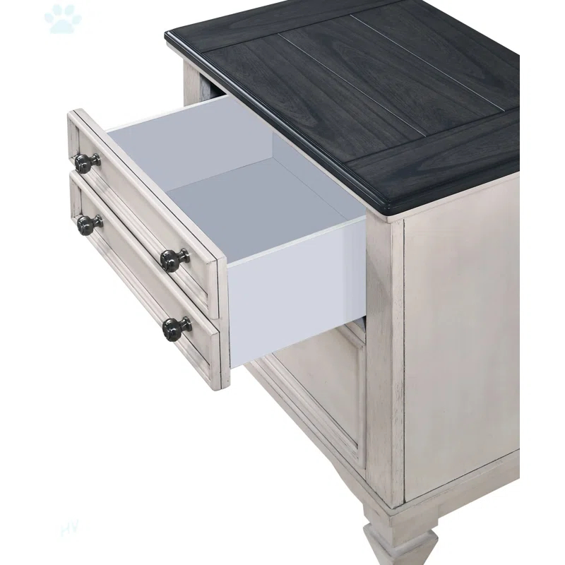August Grove® Beautiful Two-Tone Finish 1-Pc Nightstand End Table
