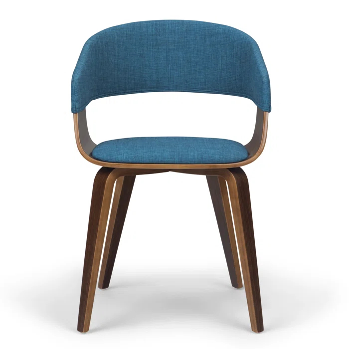 Lowell Bentwood Upholstered Dining Chair with Curved Backrest in Mid-Century Modern Style