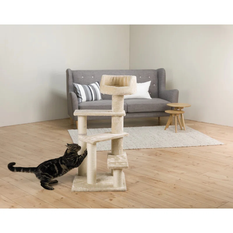 TRIXIE Tulia Senior 40.2" Cat Tower, 4-Level Cat Tree, Sisal Scratching Posts, Plush Platforms, Top Platform Bed