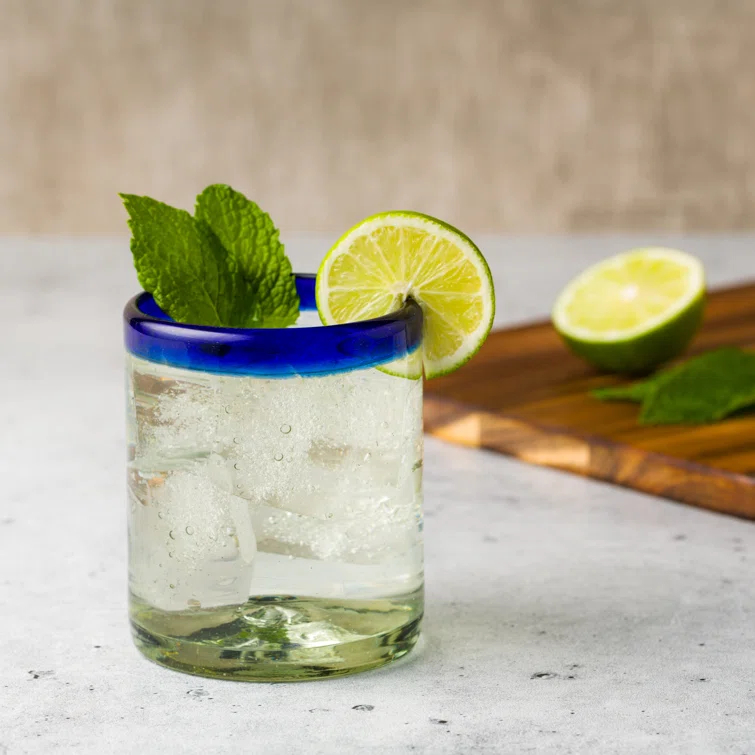 Ten Strawberry Street Rim Hiball Handblown Mexican Glass (Set of 6)