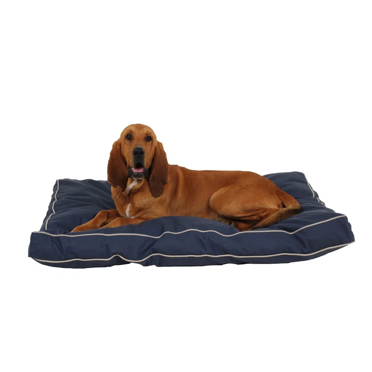 Carolina Pet Company Classic Twill Rectangular Pet Bed in Red with Khaki Cording