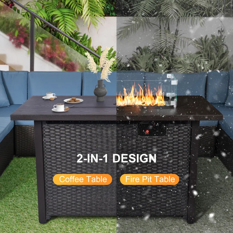 Wade Logan® Bitania Stainless Steel Propane Outdoor Fire Pit Table