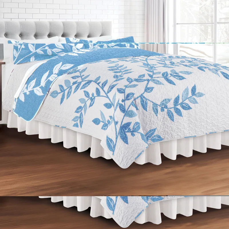 Winston Brands Unique Reversible Tonal Branches and Leaves Quilt