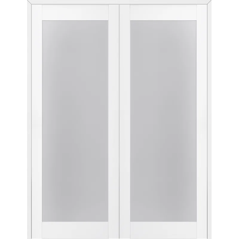 Palladio 207 Manufactured Wood and Full Lite Frosted Glass Composite Double Prehung French Door