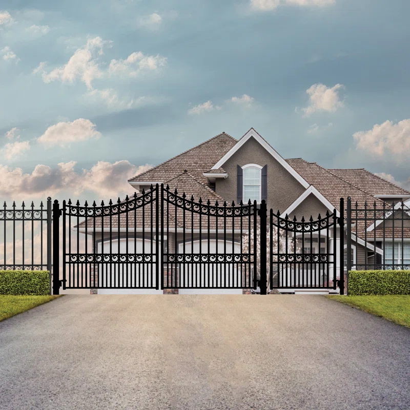 ALEKO 6 ft. H Paris Metal Driveway Dual Swing Gate with Pedestrian Gate