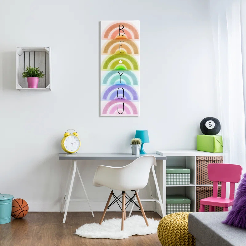 Stupell Industries " Be You Kids Motivational Typography Stacked Rainbows " by Daphne Polselli