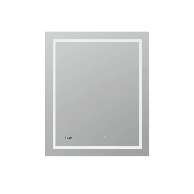 AQUADOM AQUADOM Daytona LED Wall-Mount Mirror for Bathroom with 3 Color Lighting, Touch Control, Dimmer and Defogger, Digital Clock